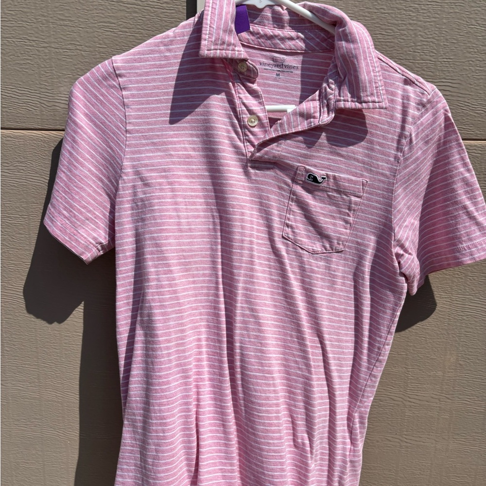Vineyard Vines Boy Pink Striped Polo